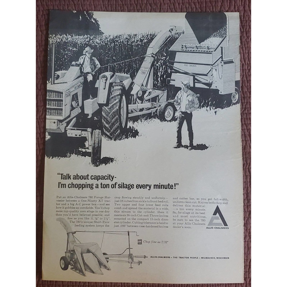 1966 Model 780 Forage Harvester Allis Chalmers Advertisement One Ninety XT